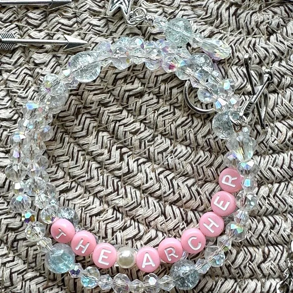 Crystal coil Bracelet & Bow Arrow Necklace Set - Taylor Swift "The Archer" - Picture 2 of 5